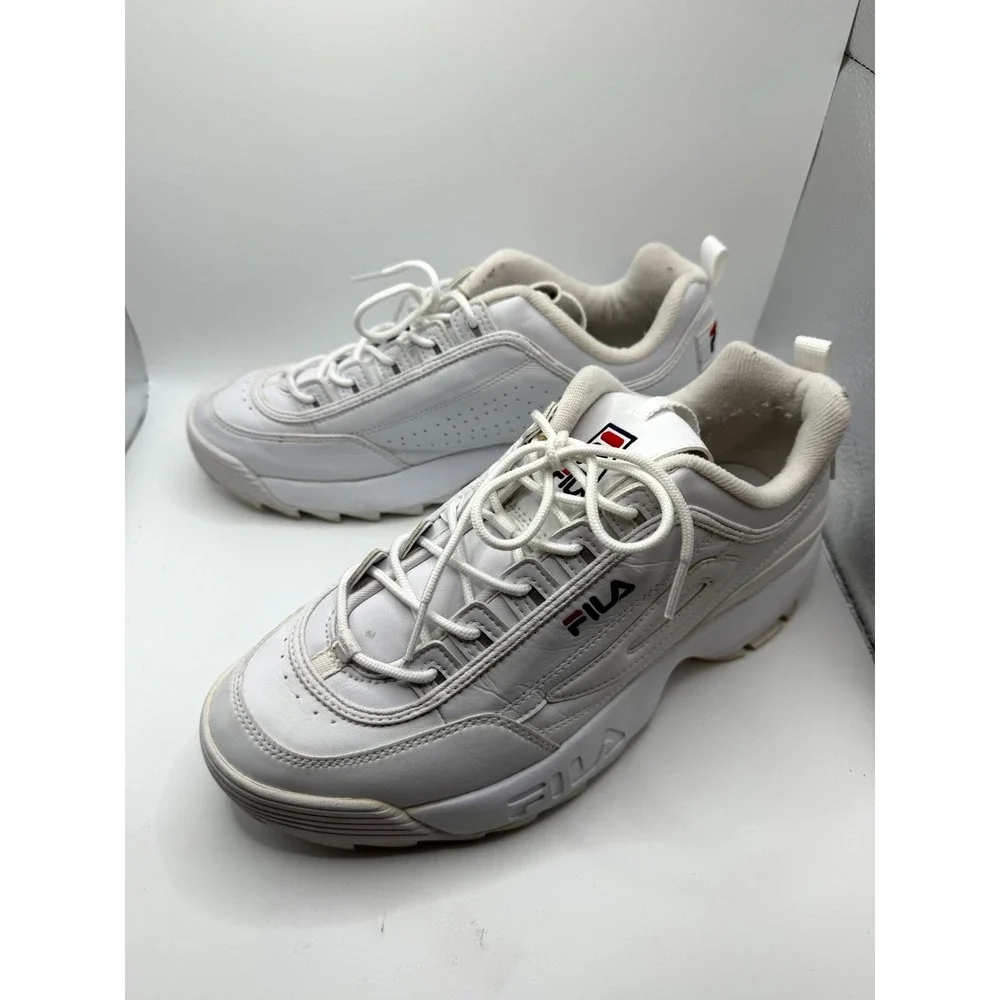 Fila Disruptor 2 FS1HTA1071X-WWT Womens 10 Sneaker White Leather Lace Up Shoes‎